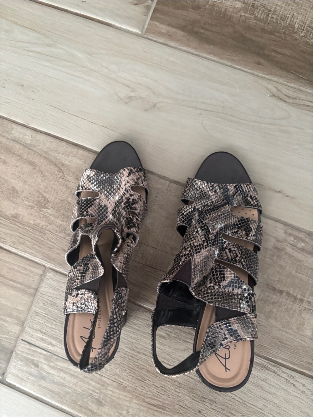 Abella Women's Snakeskin Strappy Sandals - Beige/Brown/Black